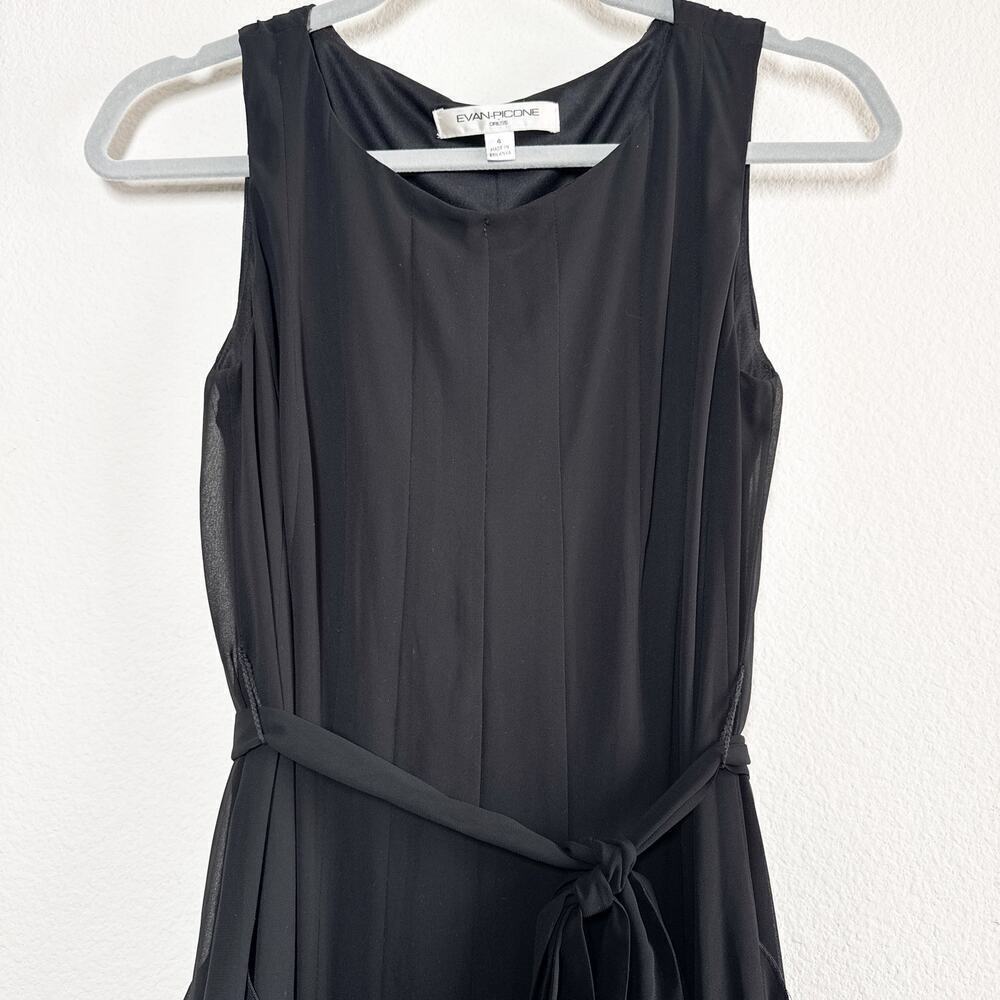 Vintage Evan Picone Ruffle Chiffon Black Fit & Flare Dress Size 4 - Picture 3 of 14